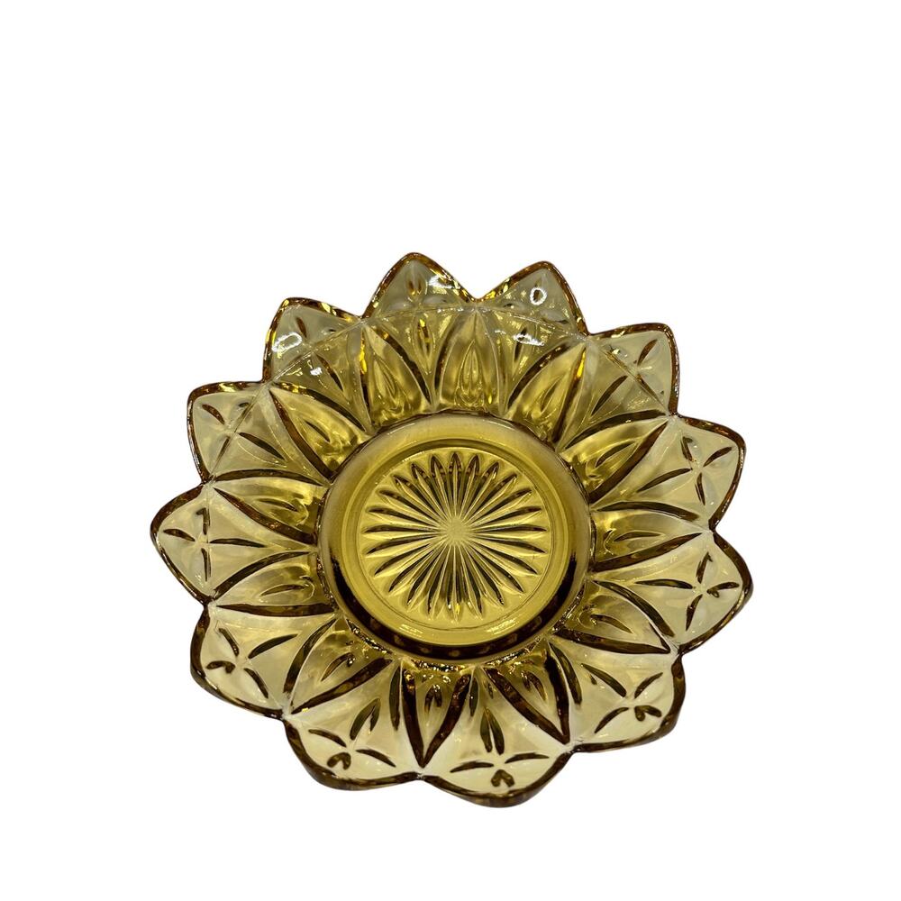 FEDERAL GLASS CO Vintage Amber Petal 6” Candy Dish